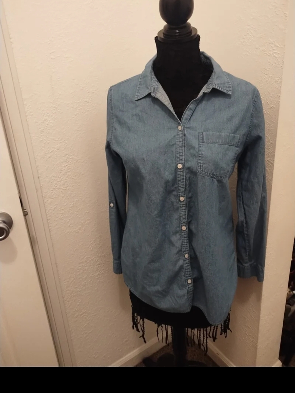 croft & barrow faded blue women's button-down shirt